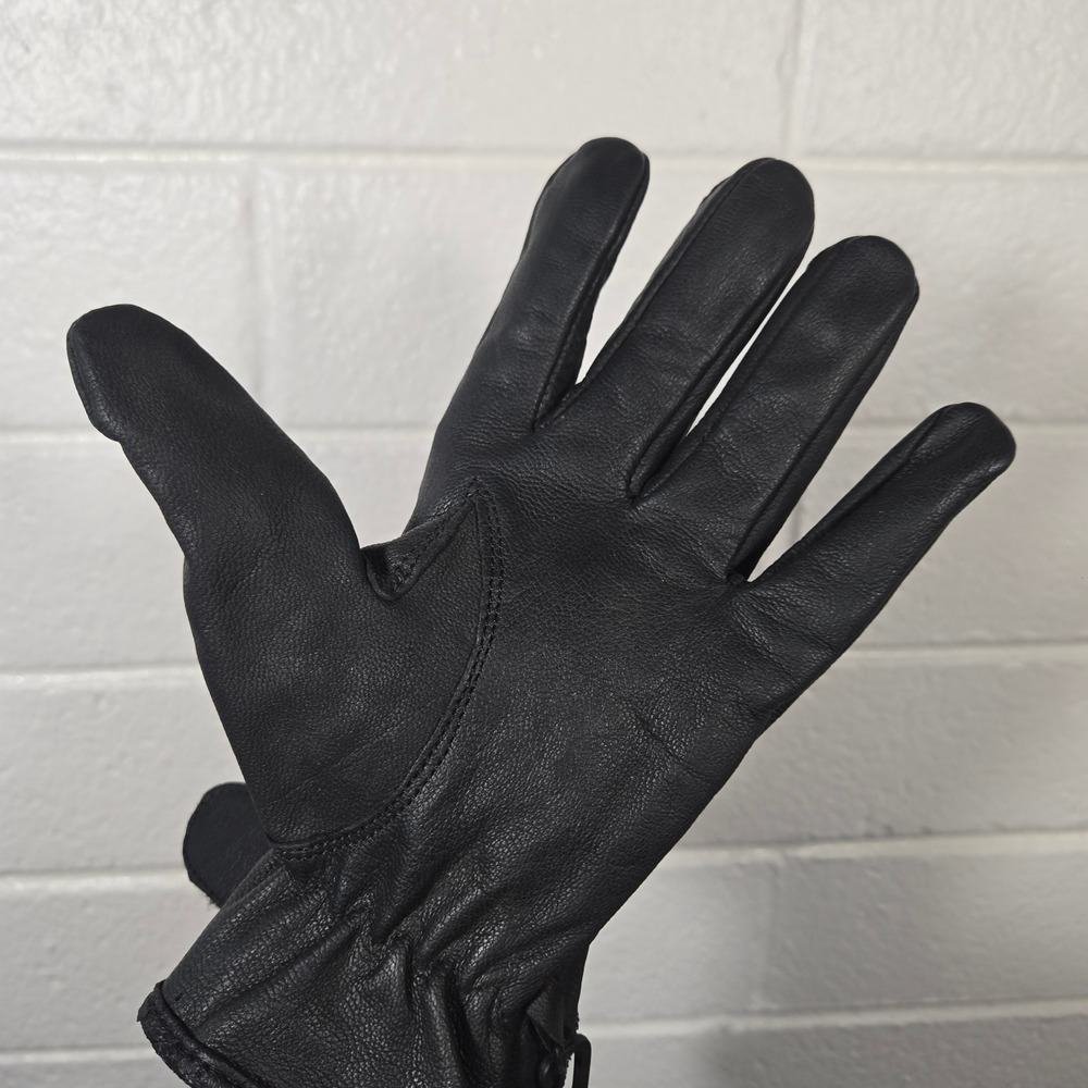 Vtg Black Leather Driving Gloves Womens Large Perforated Moto Biker Goth Emo - Picture 6 of 9